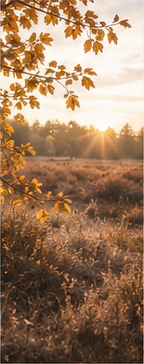Goldene Heidelandschaft mit Herbstlaub